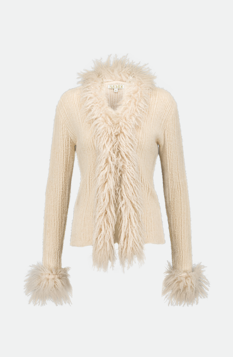 SAEMDI Mongolian Faux Fur Cardigan, Main, color, 
