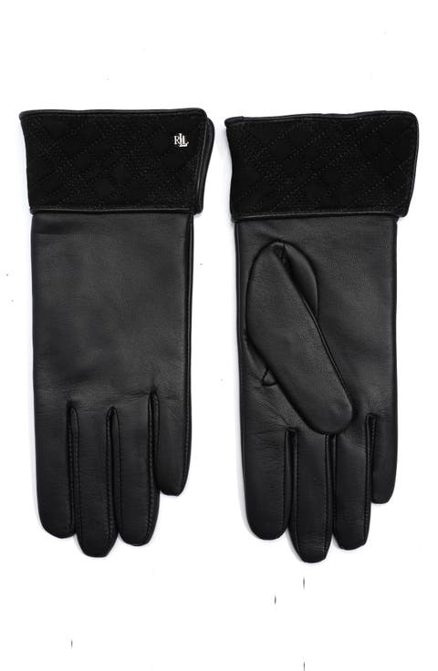 Quilted Cuff Leather Gloves