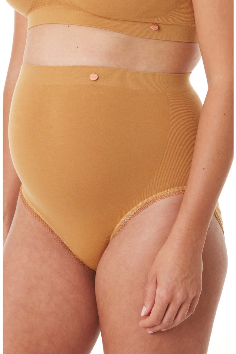 High Waist Maternity Briefs, Main, color, CUMIN