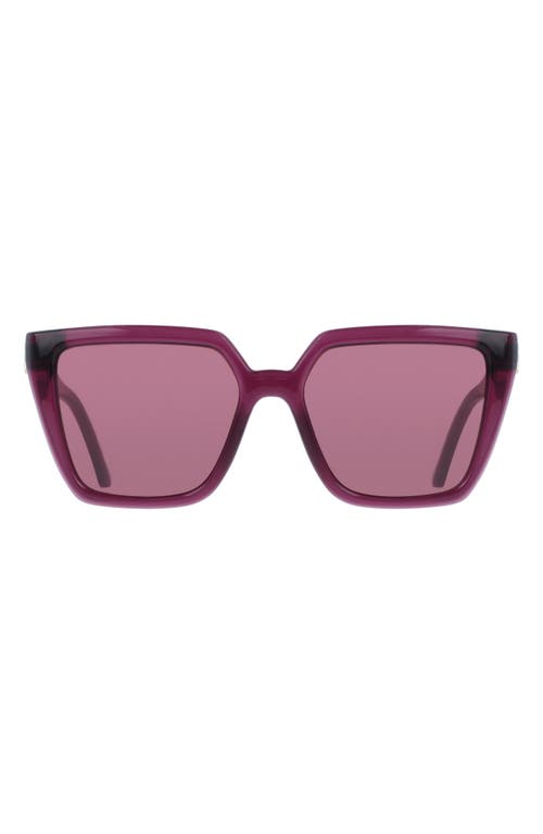 Ferragamo 54mm Modified Rectangular Sunglasses In Transparent Burgundy