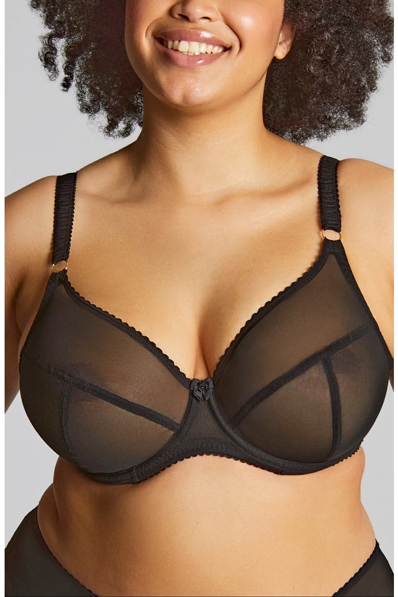 Liberty Underwire Sheer Mesh Bra, Main, color, BLACK