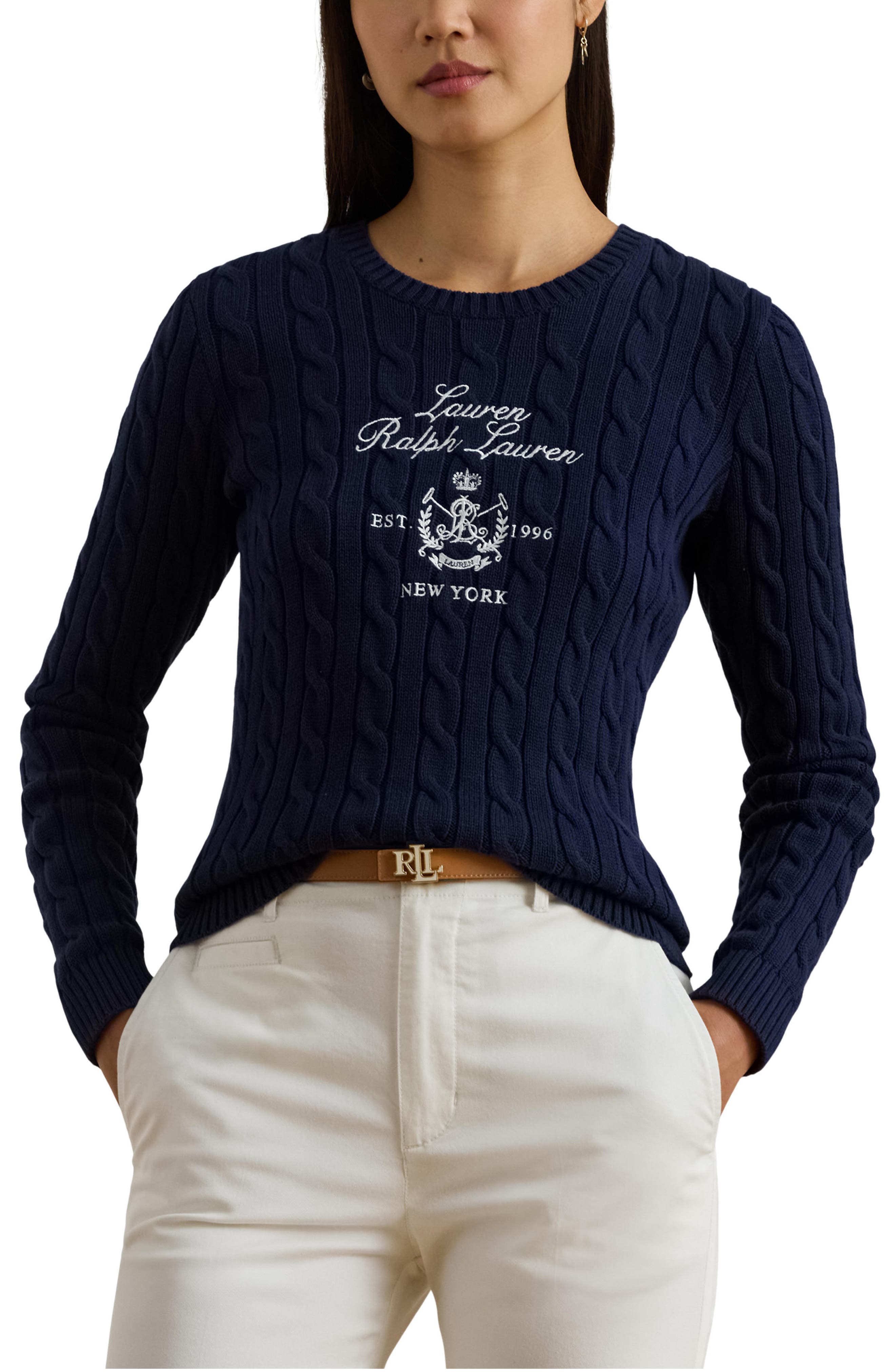 Cable Knit Embroidered Sweater