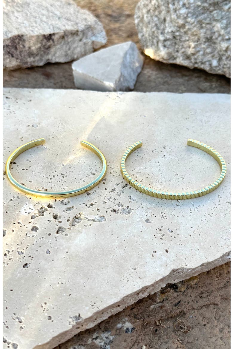 Set of 2 Cuff Bracelets, Alternate, color, GOLD