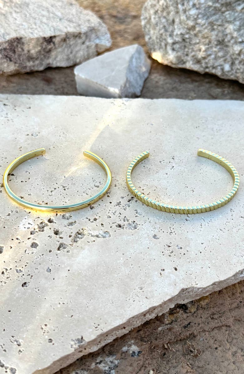 Adornia Set of 2 Cuff Bracelets, Alternate, color, Gold