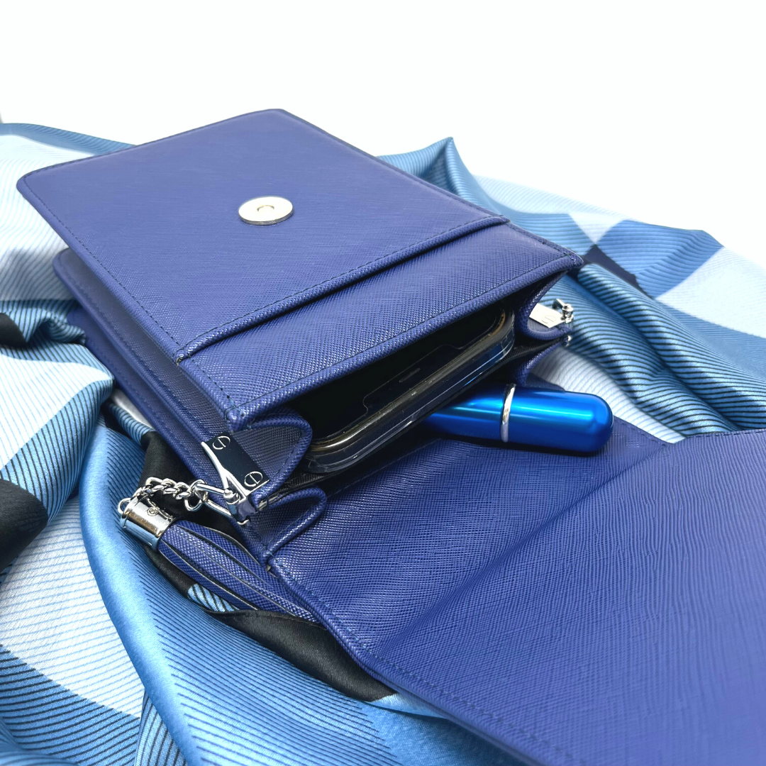 Vegan Saffiano Leather Crossbody Purse, Alternate, color, Blue