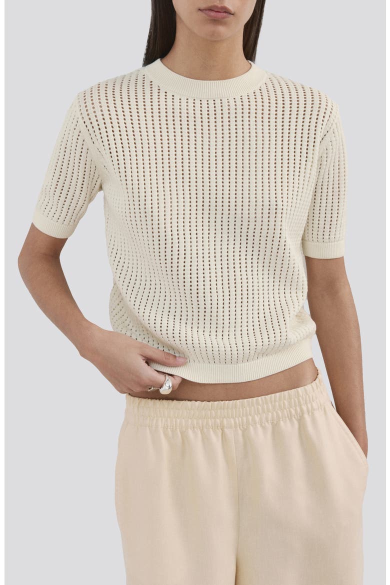 Pera Open Stitch Crewneck Sweater, Main, color, ECRU