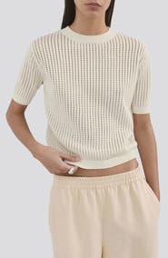 MANGO Pera Open Stitch Crewneck Sweater
