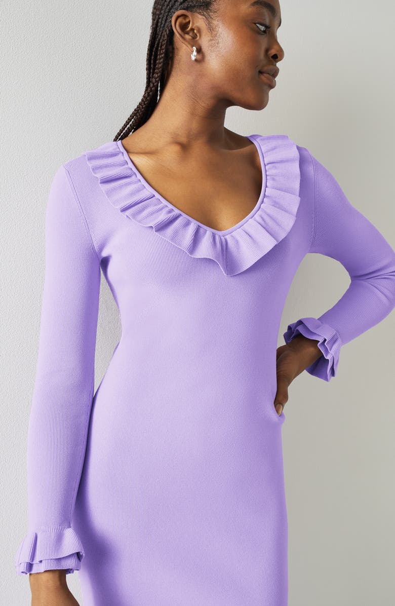 LK Bennett Grace Long Sleeve Rib Knit Dress, Alternate, color, Violet