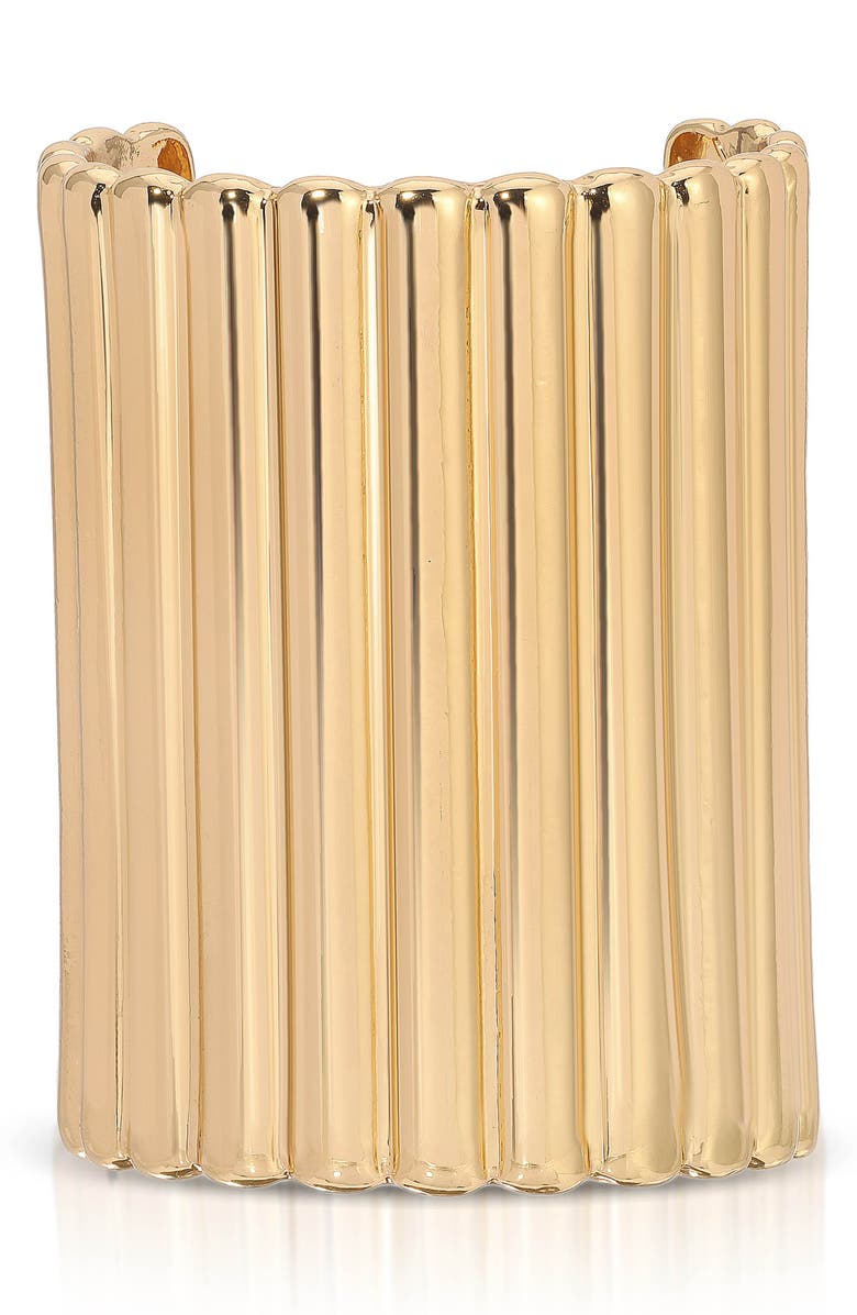 Ettika Ribbed Ponytail Cuff, Main, color, Gold