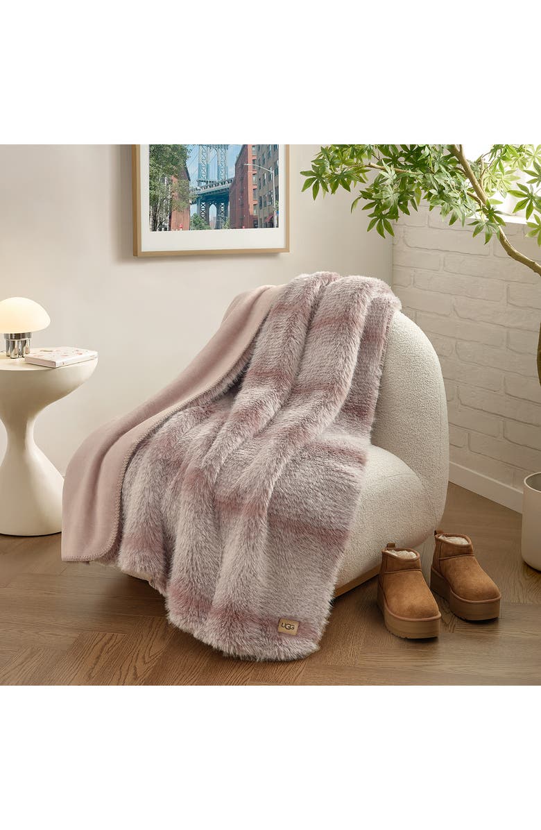UGG<sup>®</sup> Clyde Faux Fur Throw Blanket, Alternate, color, Dusk/ Snow