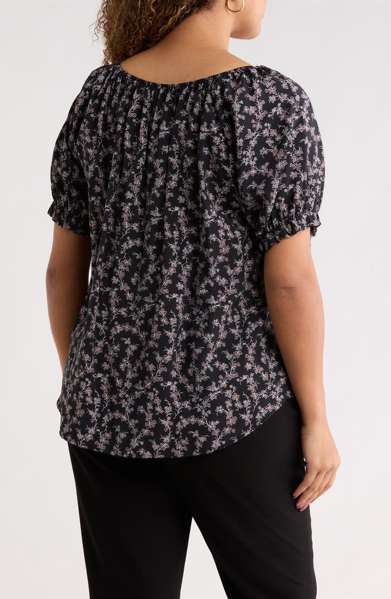 Renee C Floral Short Sleeve Top, Alternate, color, Black