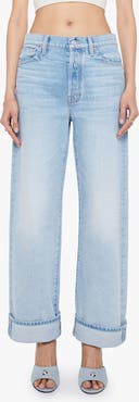 MOTHER The Dodger Button Hover Cuff Wide Leg Jeans