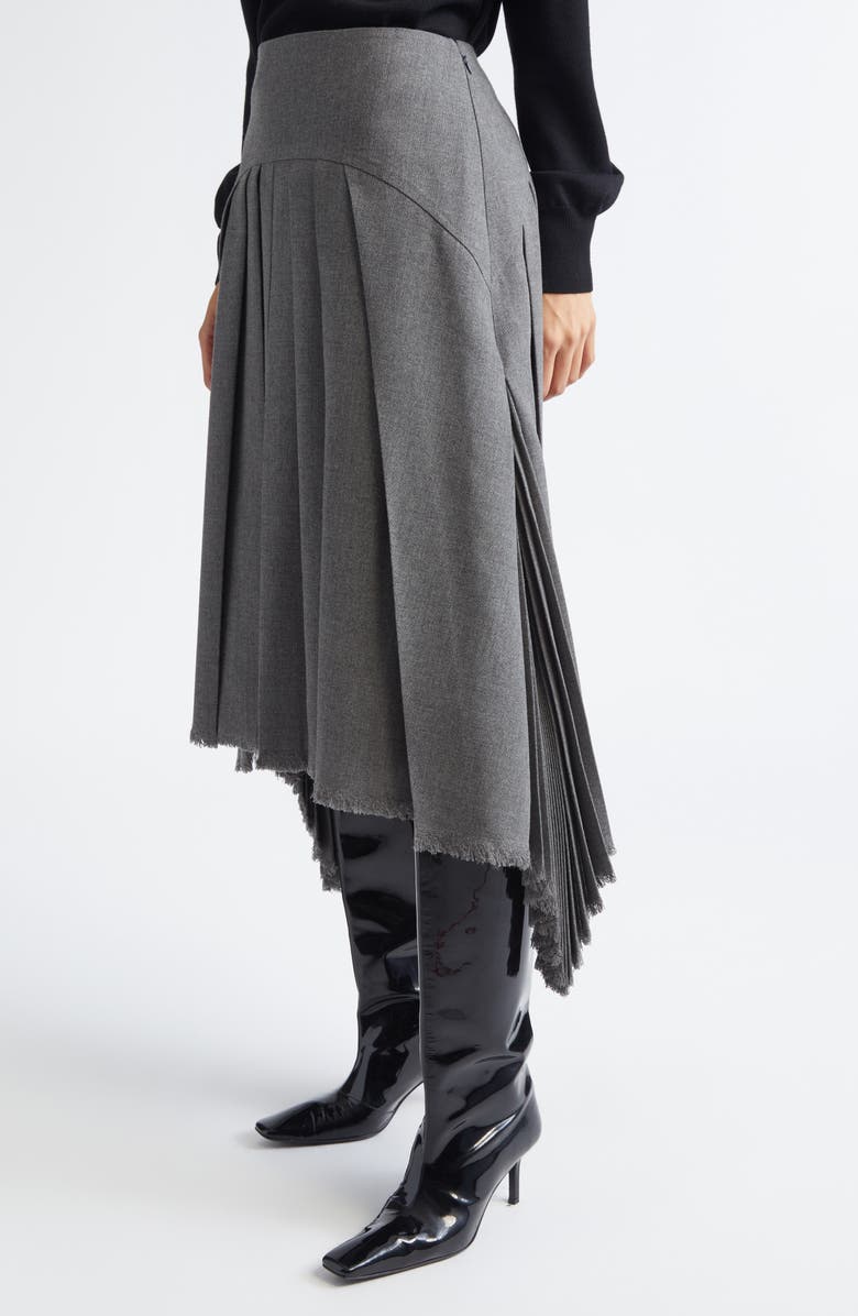 Jil Sander Pleated Asymmetric Skirt, Alternate, color, Volcanic Glass