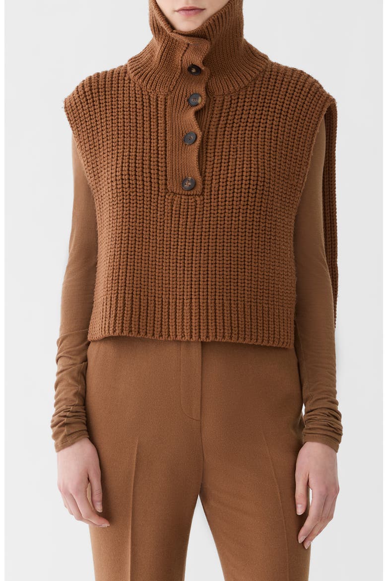 Merino Wool Button Front Dickie, Main, color, VICUNA