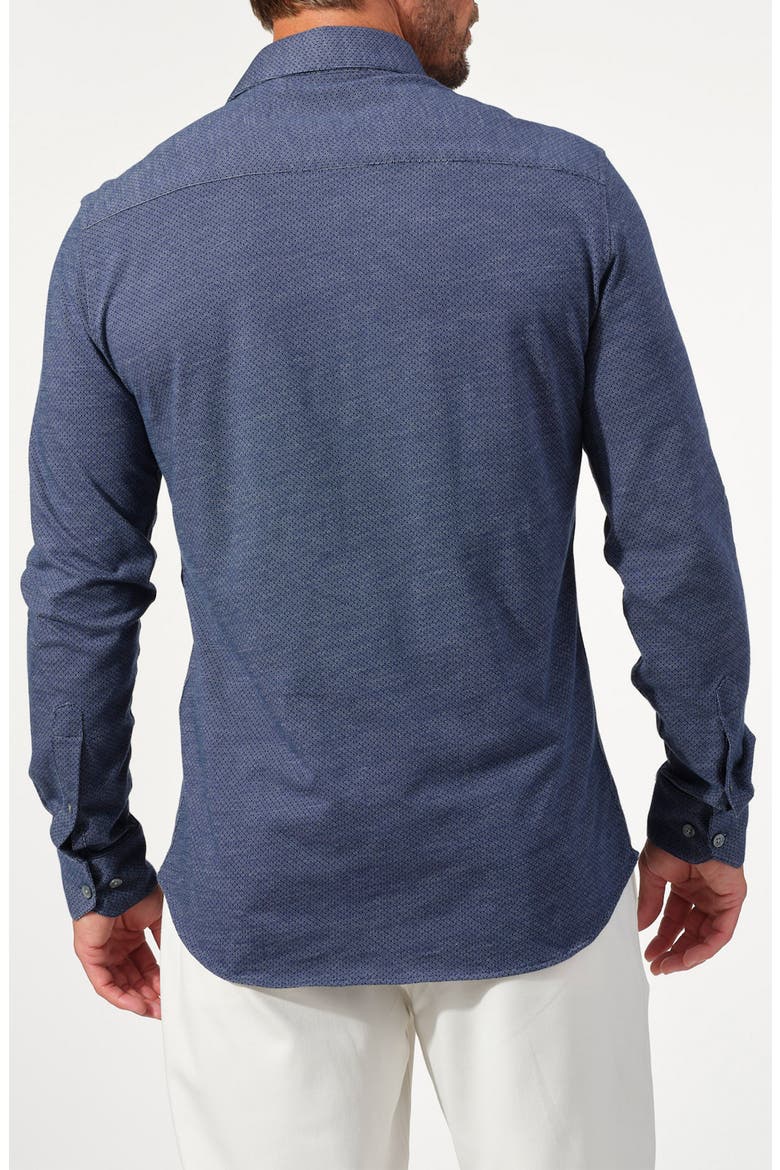 Mini Jacquard Dymanic Comfort Stretch Cotton Long Sleeve Button-Down Shirt, Alternate, color, NAVY