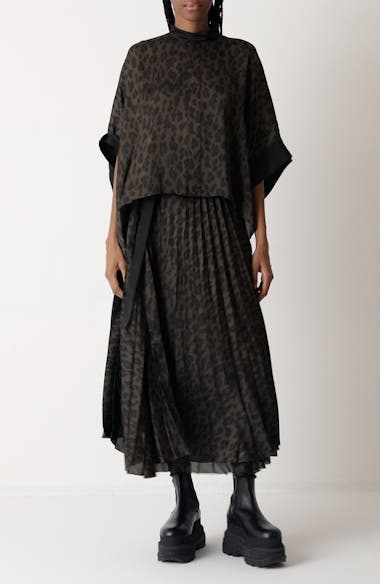 Sacai Leopard Print Mixed Media Top | Nordstrom