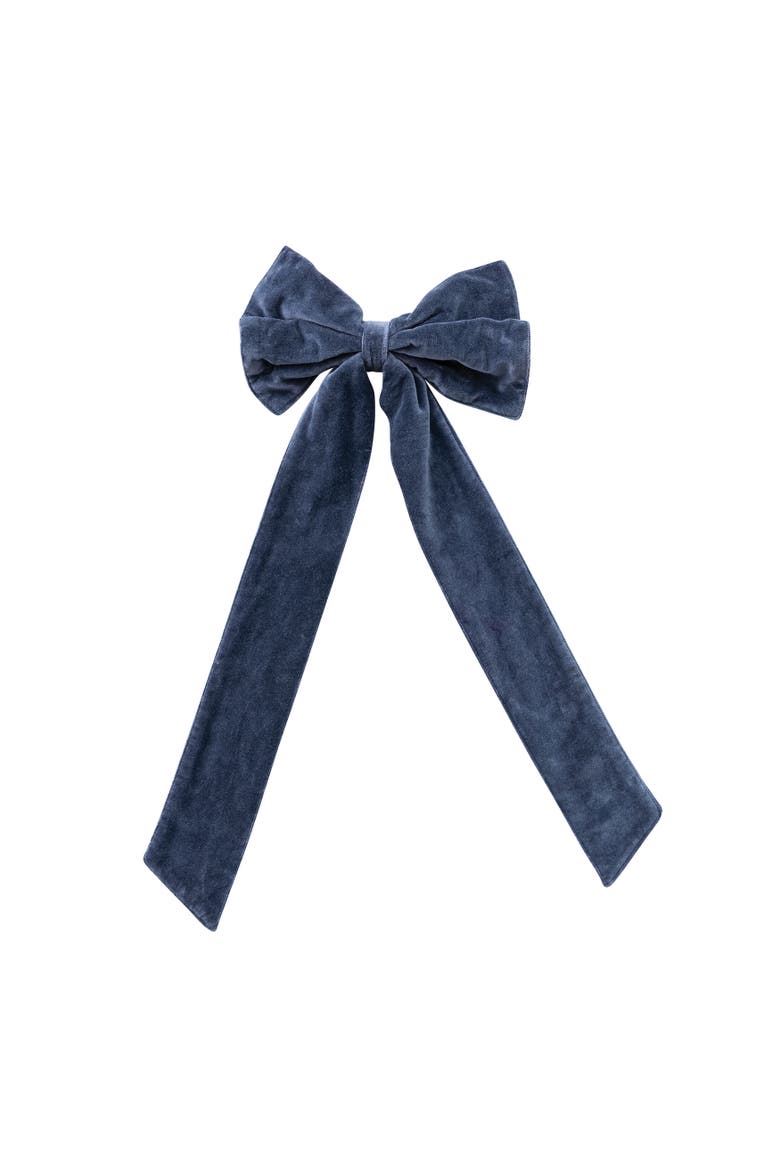 Cotton Velvet Bow with Iron Clip, Main, color, Navy Color