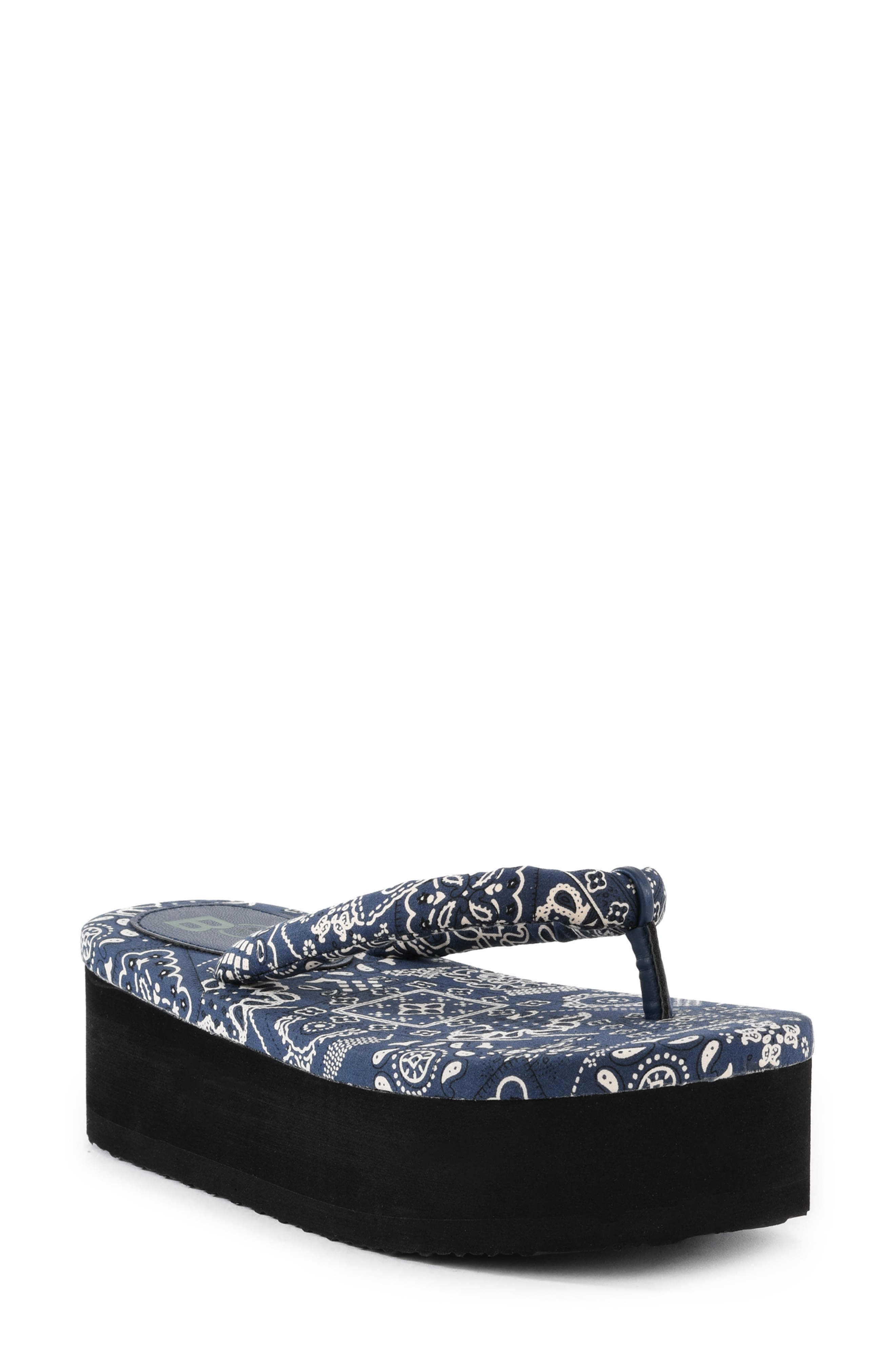 BC Footwear A Pretty Penny Platform Sandal, Main, color, Navy Bandana