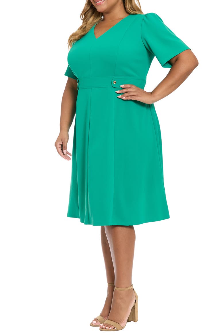 Tab Waist Midi Dress, Alternate, color, GREEN LAKE