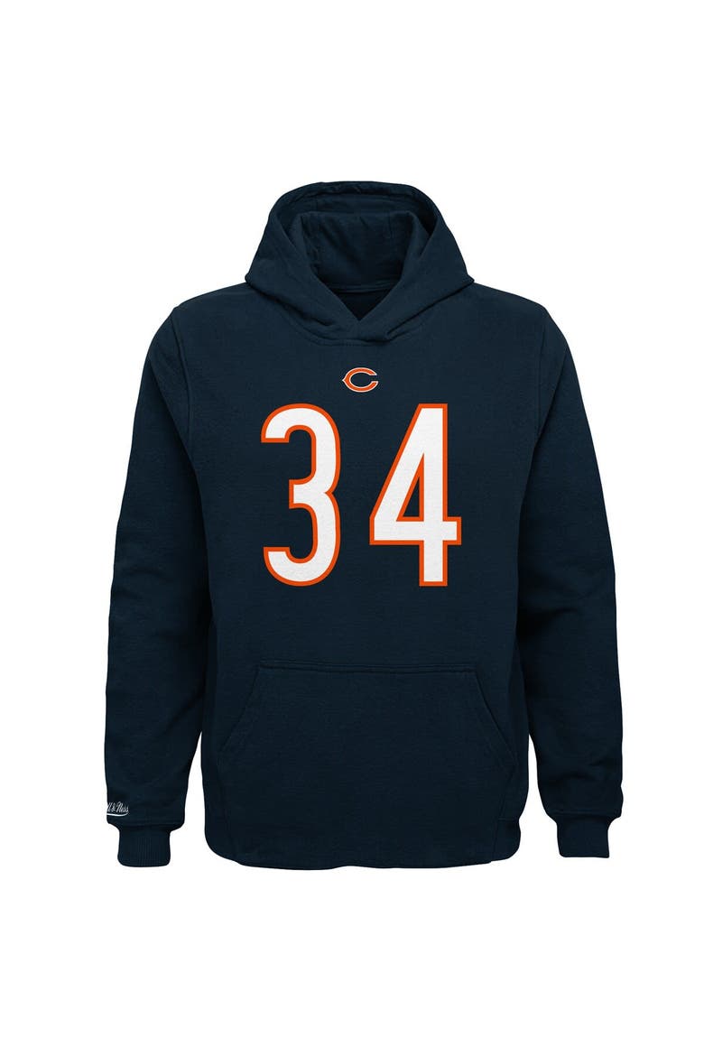 Youth Mitchell & Ness Walter Payton Navy Chicago Bears Retired Player Name & Number Fleece Pullover Hoodie, Alternate, color, Navy