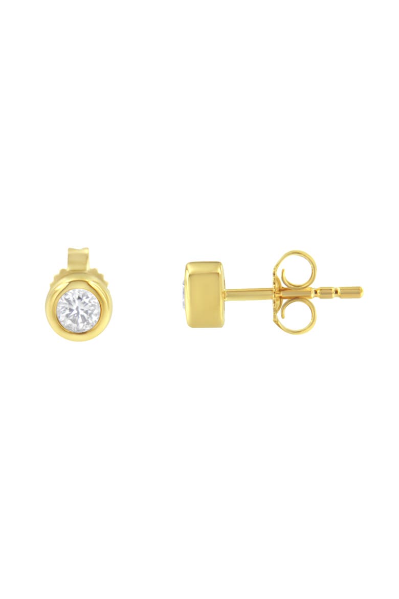 10K Gold 1/4 Ct Diamond Bezel Stud Earrings, Alternate, color, Yellow