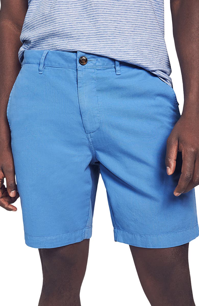 Faherty Cloud Cotton Harbor Flat Front Shorts, Alternate, color, Faded Cobalt