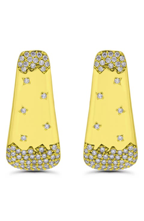 Cubic Zirconia Sprinkle Triangle Stud Earrings
