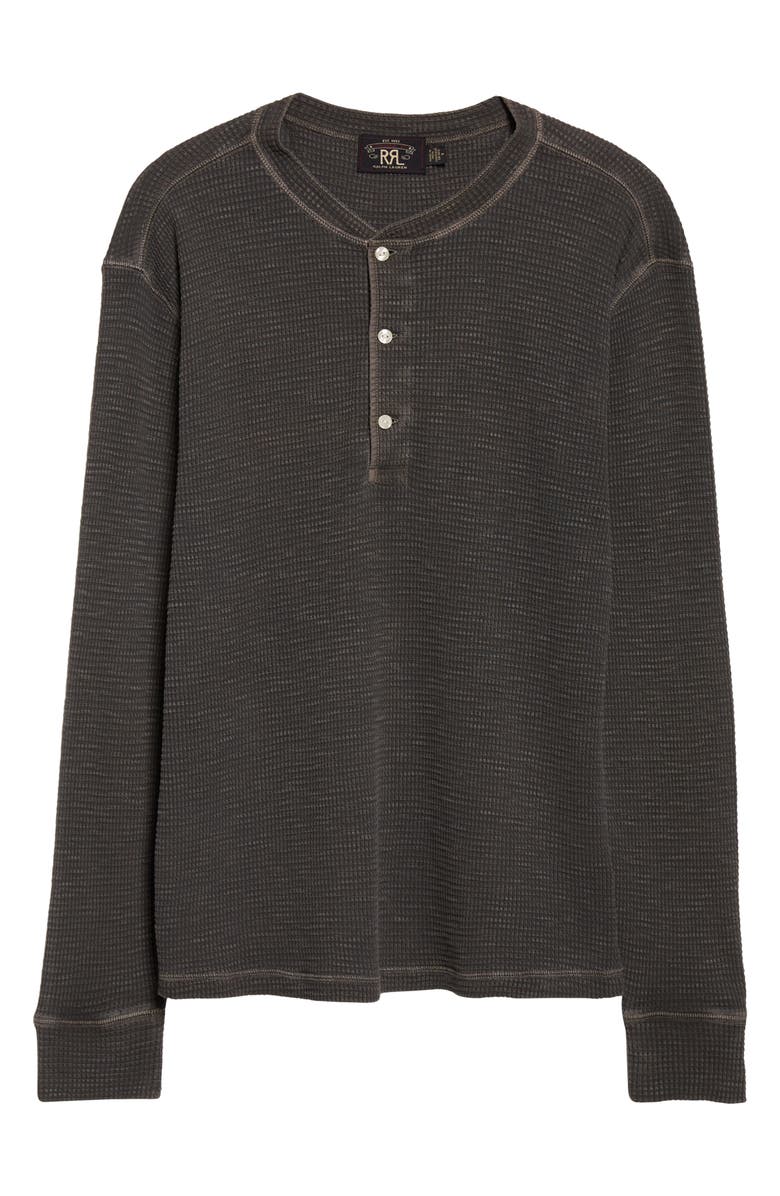 Double RL Waffle Knit Long Sleeve Henley, Alternate, color, Faded Black Canvas
