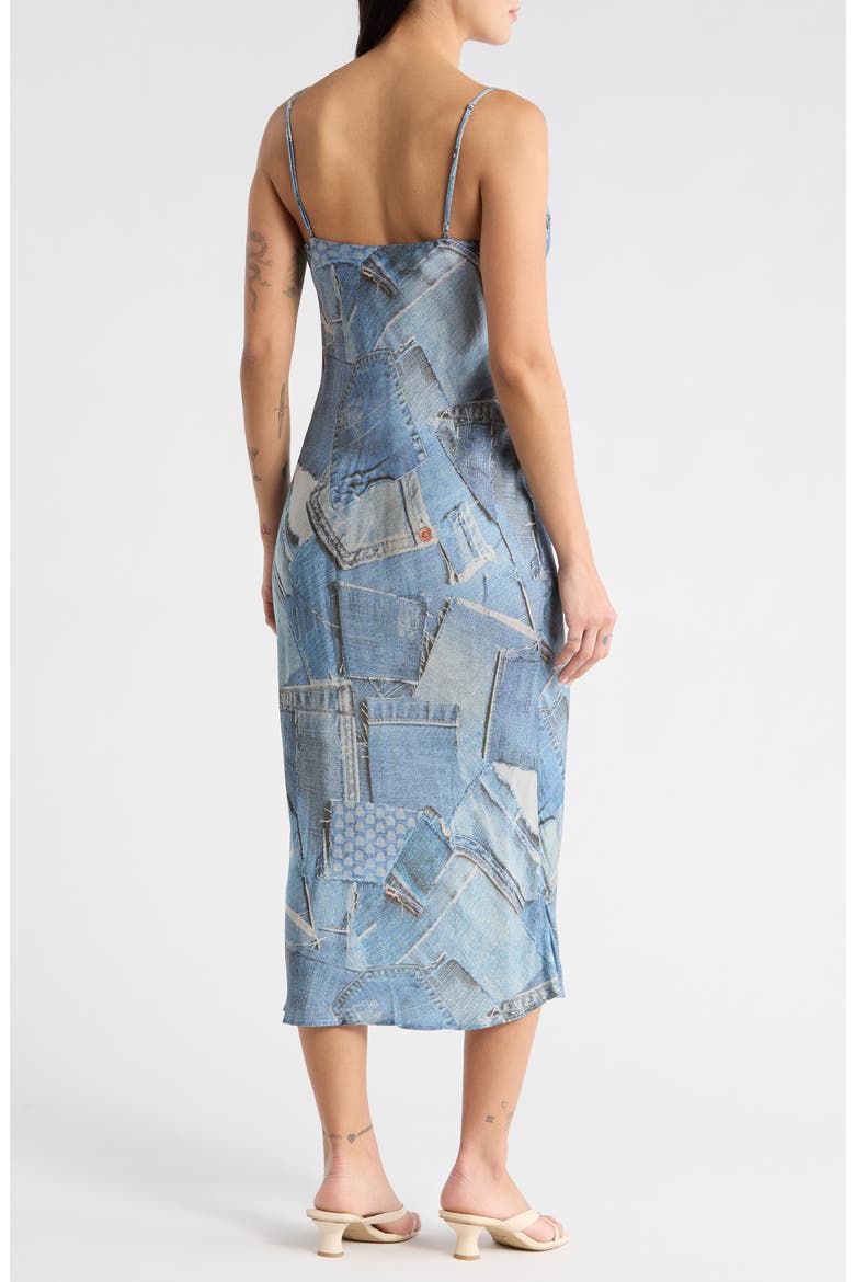 Denim Print Slipdress, Alternate, color, BLUE