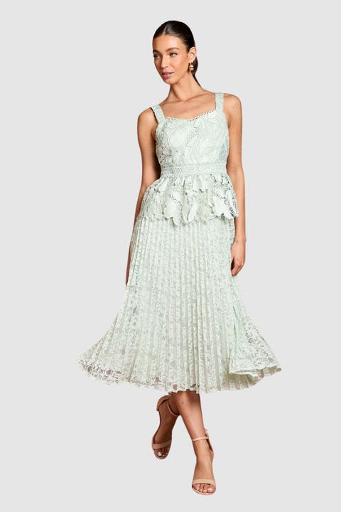 Lace Peplum Midi Dress