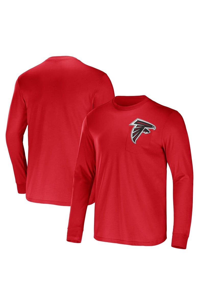 NFL X DARIUS RUCKER Men's NFL x Darius Rucker Collection by Fanatics Red Atlanta Falcons Team Long Sleeve Pocket T-Shirt, Main, color, Red