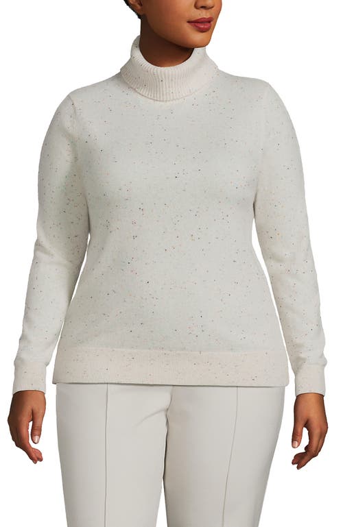 Lands' End Plus Size Cashmere Turtleneck Sweater In White