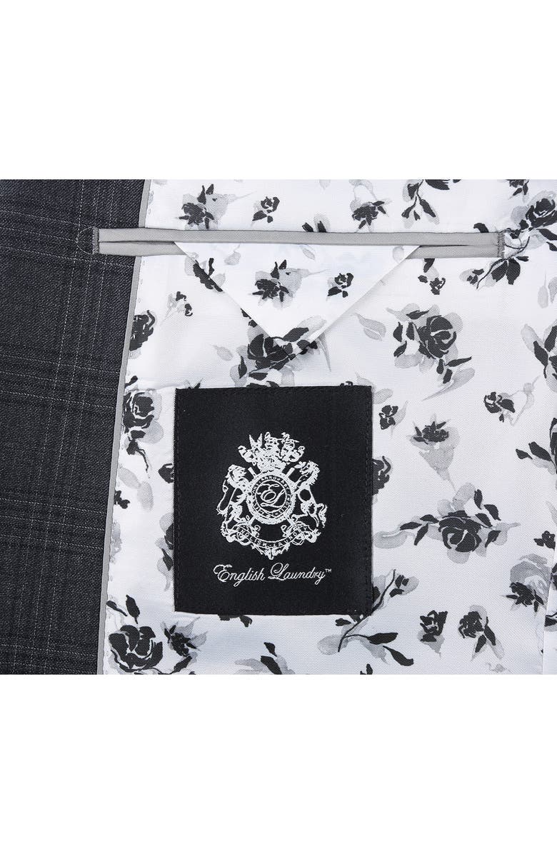 English Laundry Plaid Trim Fit Notch Lapel Wool Blend Two-Piece Suit, Alternate, color, Grey