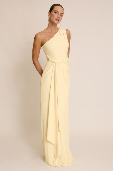 One Shoulder Drape Stretch Bridesmaid