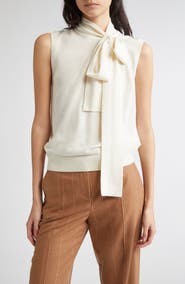 Eleventy Tie Neck Sleeveless Sweater