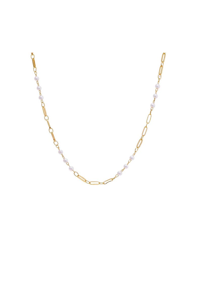 BY ADINA EDEN Pearl X Paperclip Chain Necklace, Main, color, 