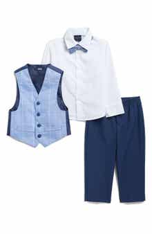 Nautica Kids' Windowpane Vest, Bow Tie, Shirt & Pants Set