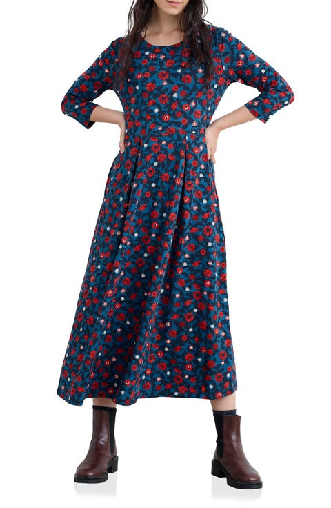 Veronica Print Stretch Organic Cotton Jersey Midi Dress