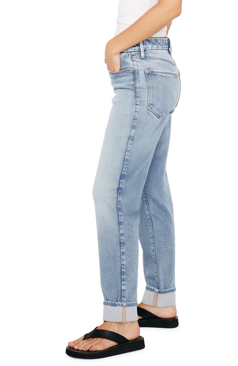 Good American High Waist Cuff Straight Leg Jeans, Alternate, color, Indigo510