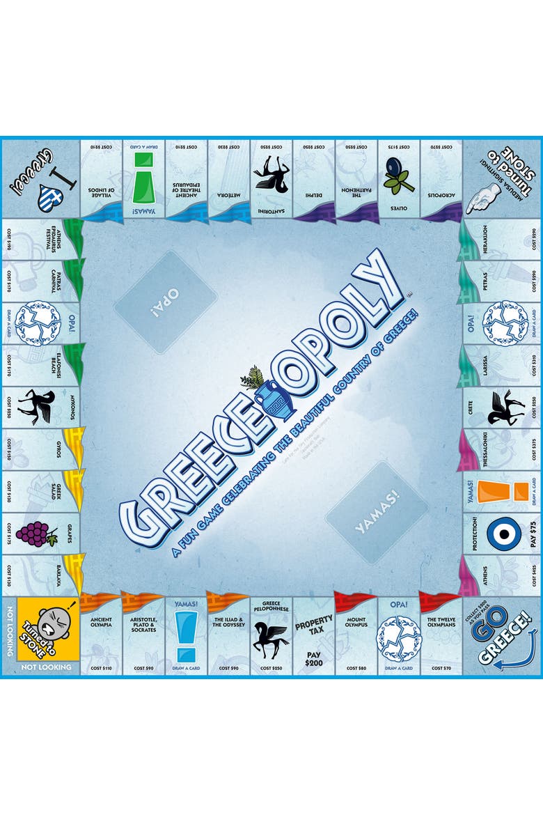 Greeceopoly Monopoly Board Game, Alternate, color, Multicolored