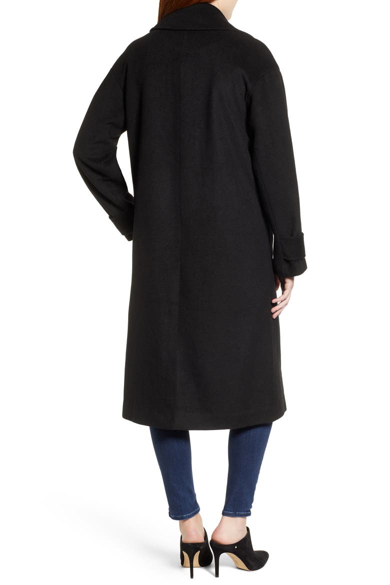 Drop Shoulder Wool Blend Coat, Alternate, color, BLACK