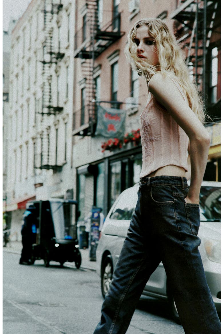 High Waist Straight Leg Jeans, Alternate, color, DARK VINTAGE BLUE