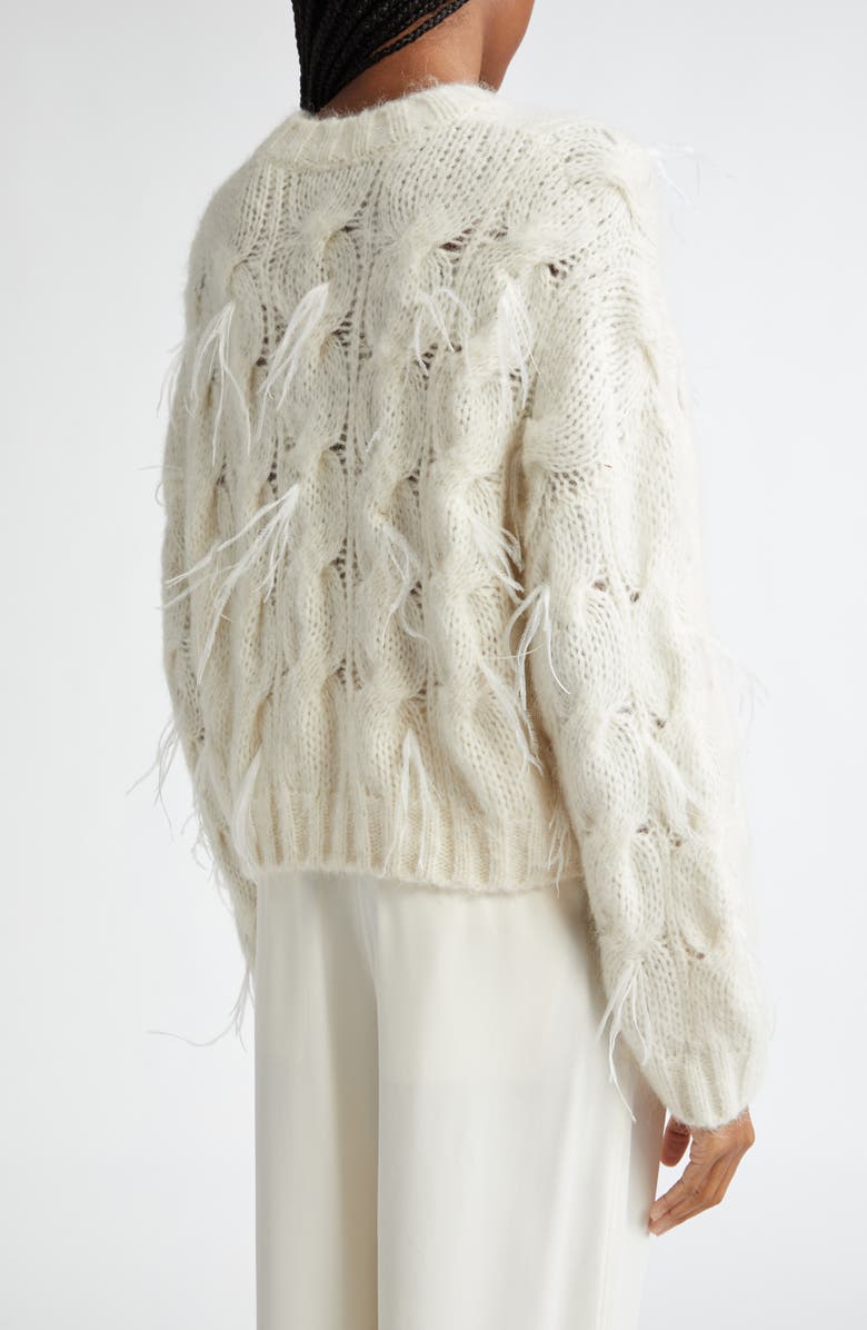 Vince Feather Detail Alpaca Blend Cable Sweater, Alternate, color, Off White