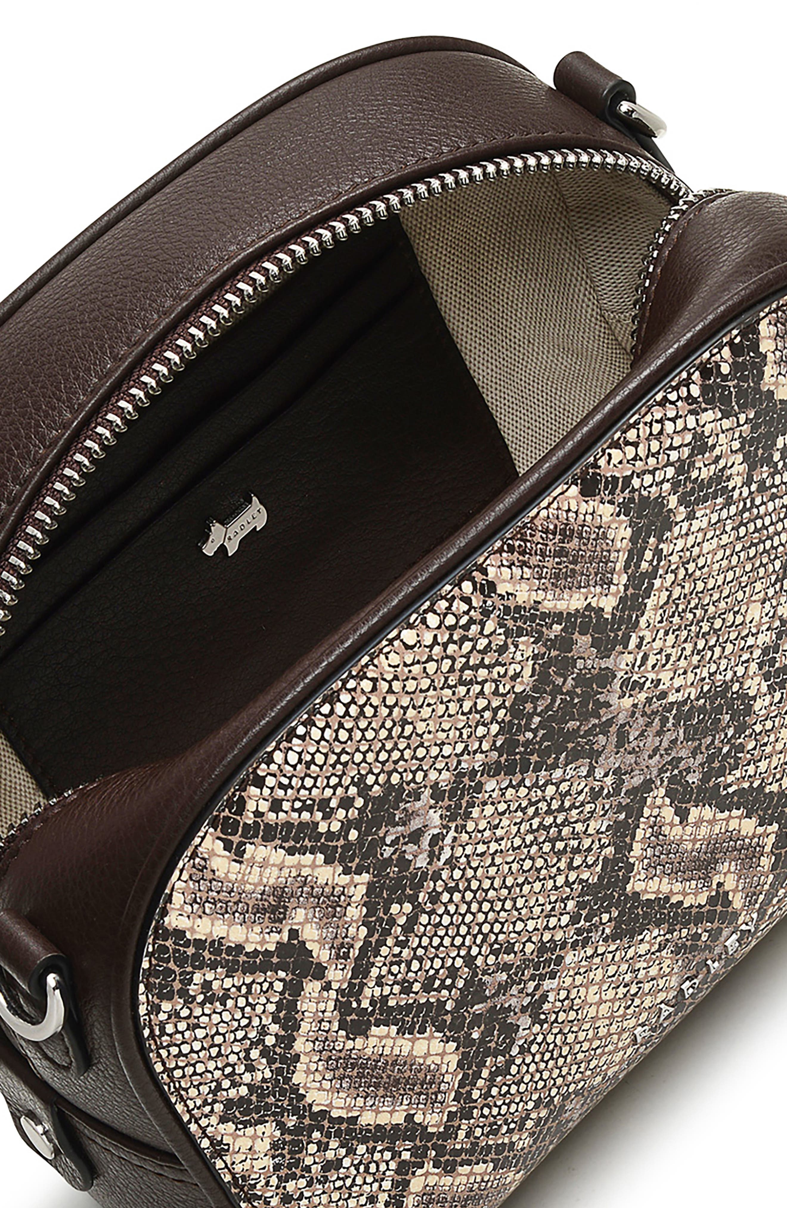 Radley Arden Crescent Leather Crossbody Bag, Alternate, color, Chalk/Snakeskin Print