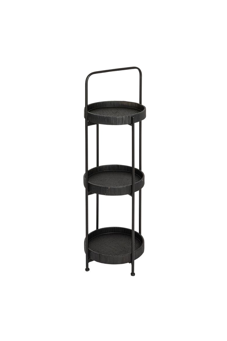 Arched Plant Stand or Shelf with 3 Removable Trays, Main, color, Black