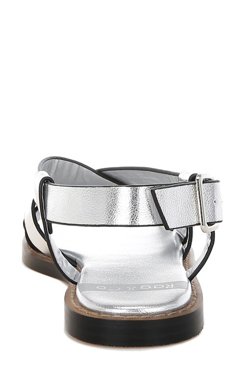Rag & Co Women's Silver Doata Metallic Genuine Leather Buckled Flats In Silver