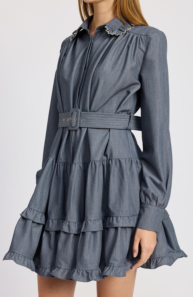 En Saison Angeline Long Sleeve Tiered Mini Shirtdress, Alternate, color, 