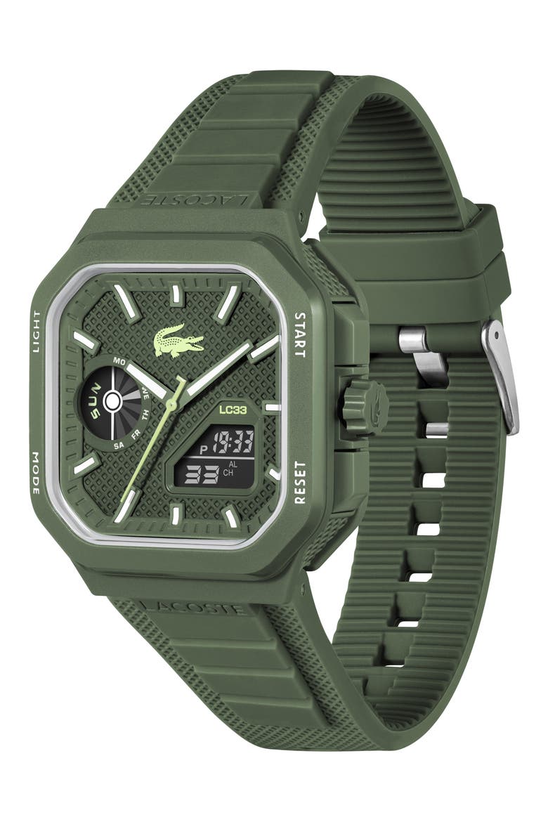 LC33 Ana-Digi Silicone Strap Watch, 44mm x 50mm, Alternate, color, KHAKI GREEN