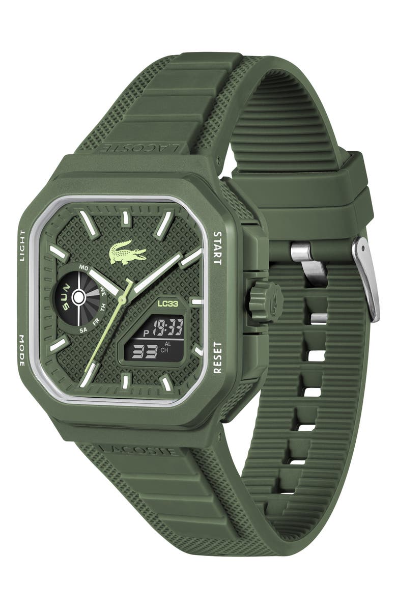 Lacoste LC33 Ana-Digi Silicone Strap Watch, 44mm x 50mm, Alternate, color, 