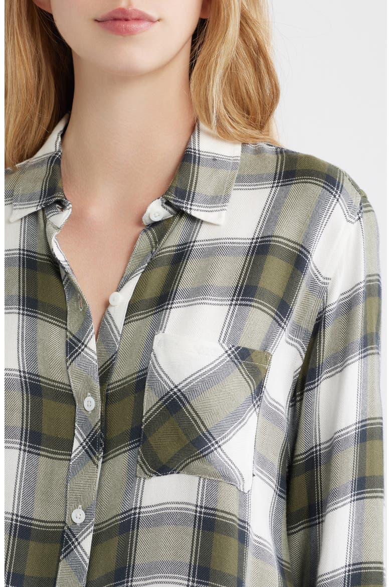 Hunter Plaid Button-Up Shirt, Alternate, color, OLIVE IVORY